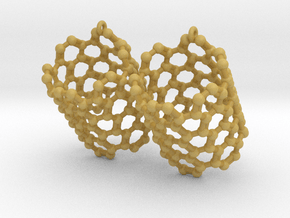 Earrings (Pair)- Molecule- Carbon Nanotube in Tan Fine Detail Plastic