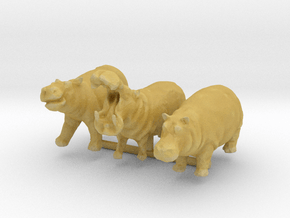 1:160 hippo set of 3 in Tan Fine Detail Plastic