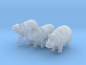 1:160 hippo set of 3 in Clear Ultra Fine Detail Plastic