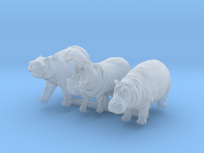 1:120 hippo set of 3 in Clear Ultra Fine Detail Plastic