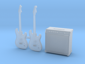 1/35 Stratocaster 2x and Amp MSP35-079 in Clear Ultra Fine Detail Plastic