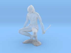 Crouching Ninja in Clear Ultra Fine Detail Plastic