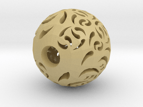 Hollow Sphere 2 in Tan Fine Detail Plastic