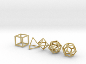 Platonic Solids (set of 5) in Tan Fine Detail Plastic
