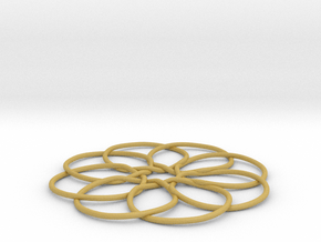 4D Circular Hypercube (tesseract) in Tan Fine Detail Plastic