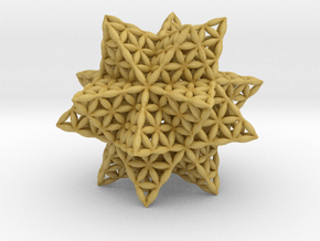 Flower Of Life Stellated Icosahedron in Tan Fine Detail Plastic