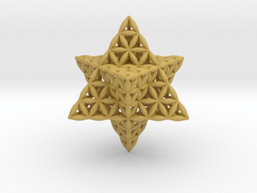 Flower Of Life Star Tetrahedron in Tan Fine Detail Plastic