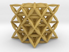 Flower Of Life 64 Tetrahedron Grid 1.2" in Tan Fine Detail Plastic