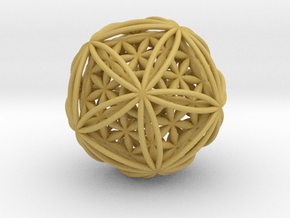 Icosasphere w/Nest Flower of Life Icosahedron 1.8" in Tan Fine Detail Plastic
