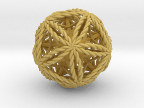 Twisted Icosasphere w/nest Stellated Dodecahedron  in Tan Fine Detail Plastic