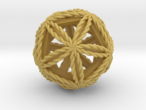 Twisted Icosasphere w/ nested Icosahedron 1.8" in Tan Fine Detail Plastic