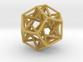 Interlocking Tetrahedrons Dodecahedron 1.4" in Tan Fine Detail Plastic