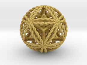 Twisted Icosasphere w/ Nested Super Star 1.8" in Tan Fine Detail Plastic