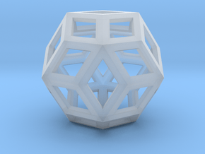 Rhombic Triacontahedron (Precious Metals) .9" in Clear Ultra Fine Detail Plastic