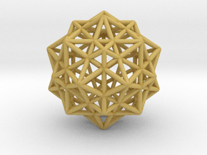 Icosahedron with Star Faced Dodecahedron in Tan Fine Detail Plastic