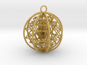 3D Sri Yantra 8 Sided Symmetrical Pendant 2" in Tan Fine Detail Plastic