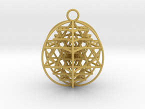 3D Sri Yantra 6 Sided Optimal Pendant 2" in Tan Fine Detail Plastic