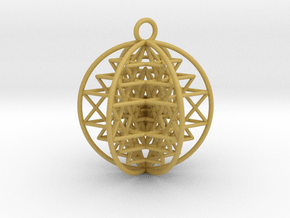 3D Sri Yantra 6 Sided Symmetrical Pendant 2"  in Tan Fine Detail Plastic