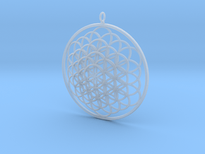 Flower Of Life Pendant - w Loopet - 6cm in Clear Ultra Fine Detail Plastic
