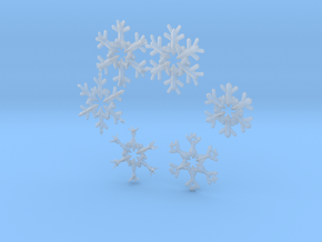 Snow Flakes 6 Points - MULTI PACK in Clear Ultra Fine Detail Plastic