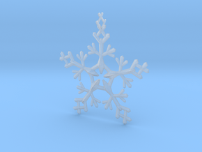 Snow Flake 5 Points - w Loopet - 7cm in Clear Ultra Fine Detail Plastic