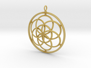Seed of Life Pendant - 4.5cm in Tan Fine Detail Plastic