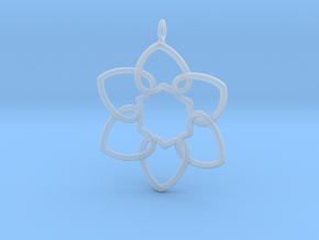 Heart Petals 6 Points - 5cm - wLoopet in Clear Ultra Fine Detail Plastic