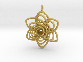Heart Petals 6 Points Spiral - 5cm - wLoopet in Tan Fine Detail Plastic