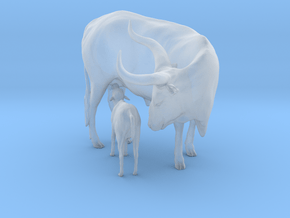 Ankole-Watusi 1:45 Mother and Calf in Clear Ultra Fine Detail Plastic