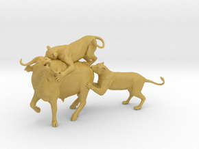 Cape Buffalo 1:25 Attacked by Lions in Tan Fine Detail Plastic