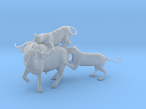 Cape Buffalo 1:25 Attacked by Lions in Clear Ultra Fine Detail Plastic