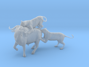 Cape Buffalo 1:24 Attacked by Lions in Clear Ultra Fine Detail Plastic
