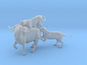 Cape Buffalo 1:16 Attacked by Lions in Clear Ultra Fine Detail Plastic