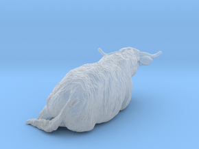Highland Cattle 1:64 Lying Female in Clear Ultra Fine Detail Plastic