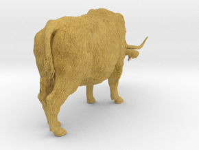 Highland Cattle 1:9 Female with the head down in Tan Fine Detail Plastic