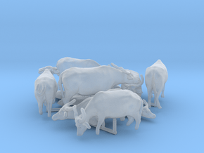 Domestic Asian Water Buffalo Set 1:87 ten pieces in Clear Ultra Fine Detail Plastic