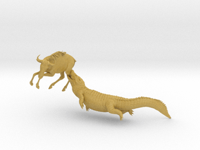 Blue Wildebeest 1:12 Attacked by Nile Crocodile 1 in Tan Fine Detail Plastic