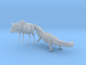 Blue Wildebeest 1:22 Attacked by Nile Crocodile 2 in Clear Ultra Fine Detail Plastic