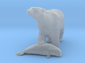 Polar Bear 1:12 Female with Ringed Seal in Tan Fine Detail Plastic