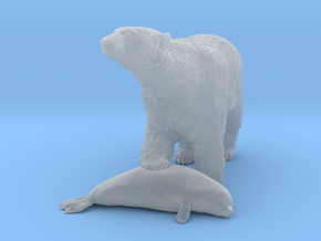 Polar Bear 1:16 Female with Ringed Seal in Tan Fine Detail Plastic