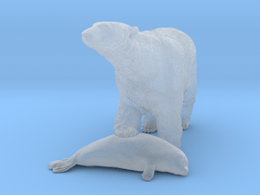 Polar Bear 1:45 Female with Ringed Seal in Clear Ultra Fine Detail Plastic