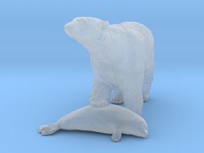 Polar Bear 1:64 Female with Ringed Seal in Clear Ultra Fine Detail Plastic