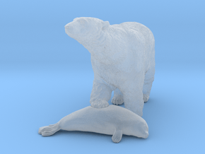 Polar Bear 1:72 Female with Ringed Seal in Clear Ultra Fine Detail Plastic