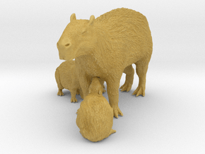Capybara 1:12 Mother with three young in Tan Fine Detail Plastic