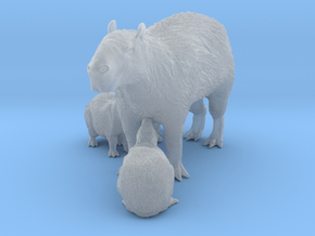Capybara 1:12 Mother with three young in Clear Ultra Fine Detail Plastic