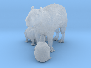 Capybara 1:16 Mother with three young in Clear Ultra Fine Detail Plastic