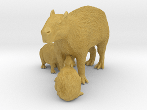Capybara 1:22 Mother with three young in Tan Fine Detail Plastic
