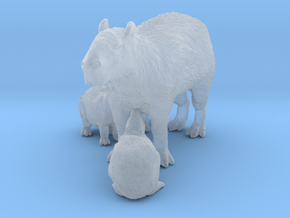 Capybara 1:45 Mother with three young in Clear Ultra Fine Detail Plastic