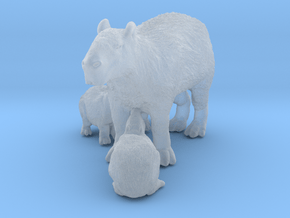 Capybara 1:64 Mother with three young in Clear Ultra Fine Detail Plastic