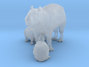 Capybara 1:35 Mother with three young in Clear Ultra Fine Detail Plastic